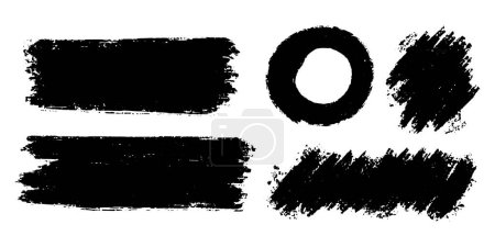 Illustration for Set of ink brush strokes, brushes, lines, black paint, grungy. hand drawn graphic element isolated on white background. vector illustration. - Royalty Free Image