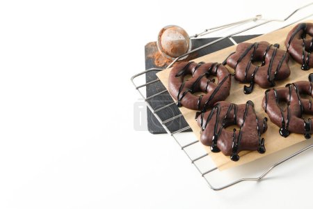 Photo for Concept of tasty bakery, gingerbread cookies in chocolate, space for text - Royalty Free Image