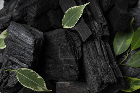 Natural wood or hardwood charcoal, close up