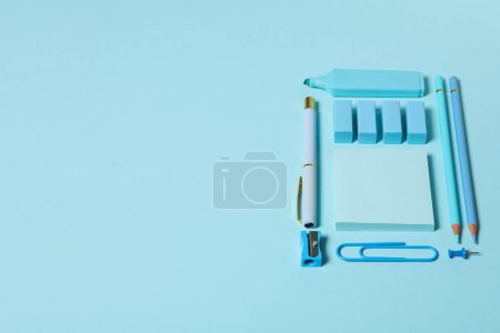 Photo for Concept of different stationery accessories, stationery accessories for office work - Royalty Free Image