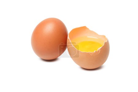 Foto de Ingrediente para hacer el desayuno - huevos, aislados sobre fondo blanco - Imagen libre de derechos