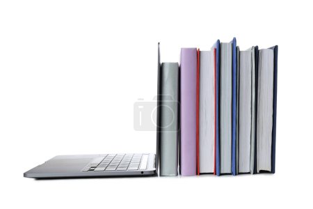 Photo for Concept of books vs technology, isolated on white background - Royalty Free Image