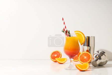 Photo for Orange cocktail, concept of fresh delicious summer citrus cocktail - Royalty Free Image