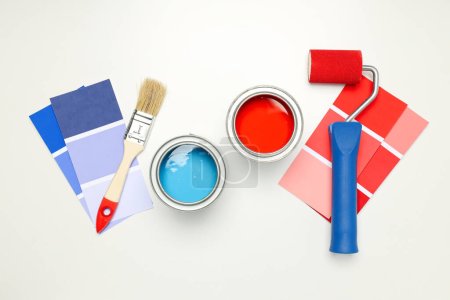 Photo for Tools for art and repairing - paint, top view - Royalty Free Image