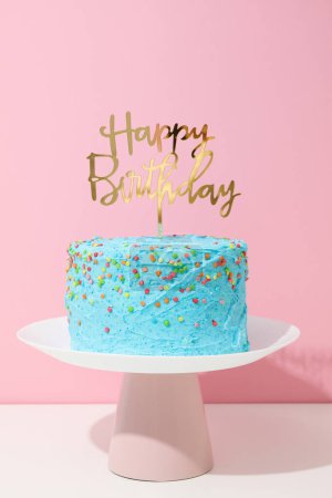 Photo for Concept of Happy Birthday, holiday Birthday cake - Royalty Free Image