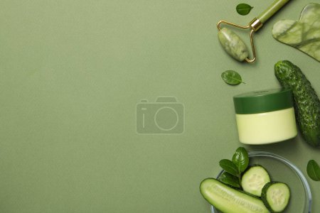 Photo for Concept of face and skin care - cucumber cosmetic - Royalty Free Image
