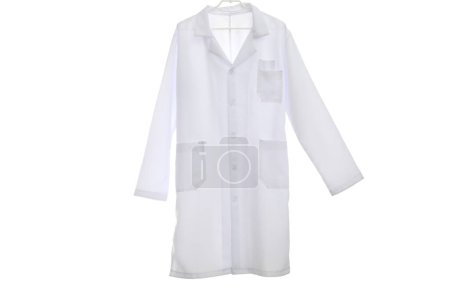 Foto de PNG, uniforme de médico blanco en una percha, aislado sobre fondo blanco - Imagen libre de derechos