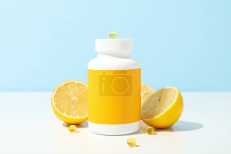 Foto de Bio-suplemento de vitamina C, en tabletas sobre un fondo claro. - Imagen libre de derechos