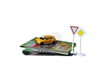 PNG, traffic rules with cars, isolated on white background.