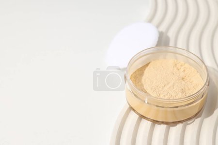 Photo for Face powder, light shade on a light background. - Royalty Free Image