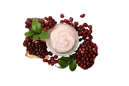 PNG cosmetics with pomegranate isolated on white background.