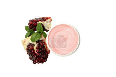 PNG cosmetics with pomegranate isolated on white background.