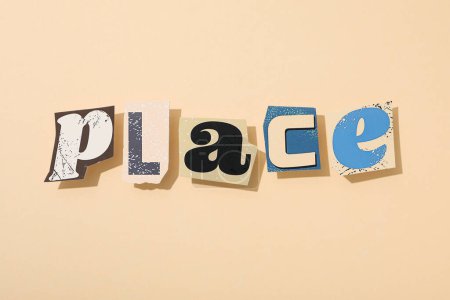 Das Wort: "Ort" in Buchstaben auf farbigem Hintergrund.