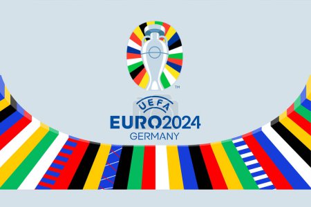 KIEW, UKRAINE - 16. Mai 2024: Entwurf für die EM 2024 in Deutschland, Fußballpokal, Fußballsommer
