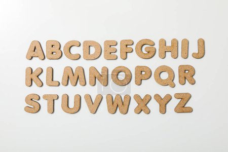 Alfabeto de letras tridimensionales, vista superior.