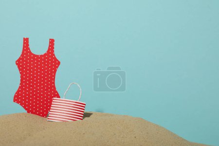 Photo for Swimsuit and other accessories for a summer trip to the sea. - Royalty Free Image