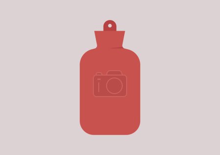 Illustration for An isolated red rubber hot water bottle, bed warmer - Royalty Free Image