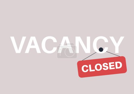 Illustration for Vacancy sign, a red CLOSED signboard hanging from a letter - Royalty Free Image