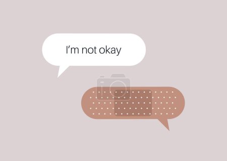 Ilustración de A healing conversation, an adhesive tape shaped as a dialog bubble - Imagen libre de derechos