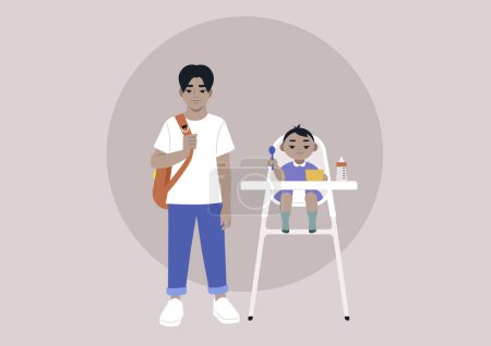 Illustration for A full body portrait of two siblings of different age - Royalty Free Image