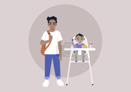 Illustration for A full body portrait of two siblings of different age, a multiracial family - Royalty Free Image