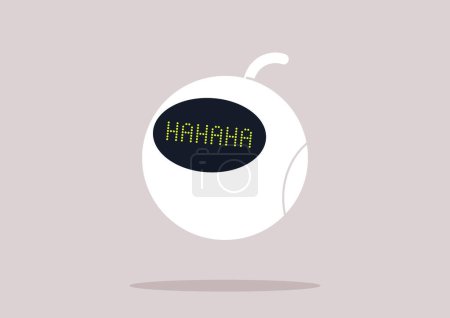 Illustration for Cute round robot laughing at something, a friendly communication with a home assistant - Royalty Free Image