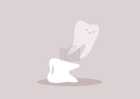 Illustration for A ghost leaving a pulled tooth, a dentist concept, health care - Royalty Free Image