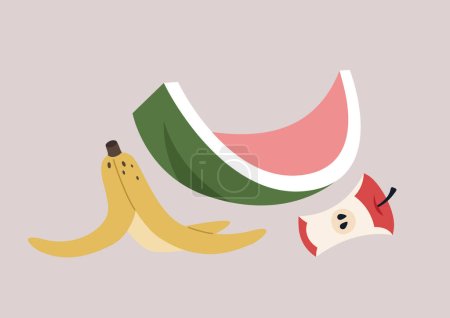 Illustration for Fruit leftovers, organic waste concept - Royalty Free Image