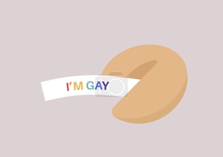 Téléchargez les illustrations : Un biscuit chinois comme moyen de révéler son identité, les symboles de la communauté LGBTQ + - en licence libre de droit