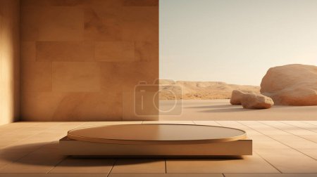 Photo for Empty round wooden podium with copy space - Royalty Free Image