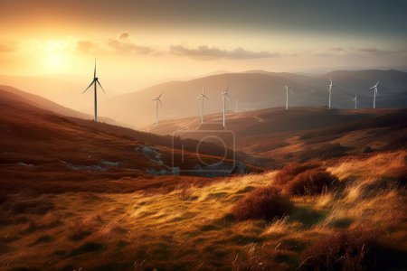 Foto de Energía renovable con turbinas eólicas. - Imagen libre de derechos