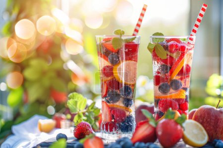 Sparkling water infused with fresh berries and citrus