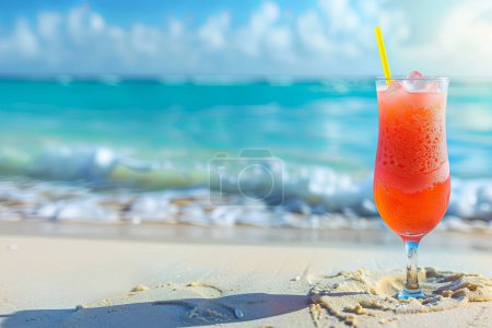 Foto de Refrescante cóctel tropical en Sunlit Beac - Imagen libre de derechos