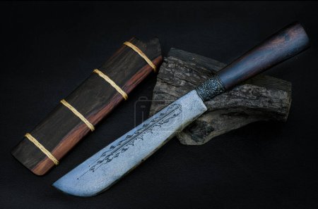Photo for Sparta Knife with wood sheath is handmade in Thailand - Royalty Free Image