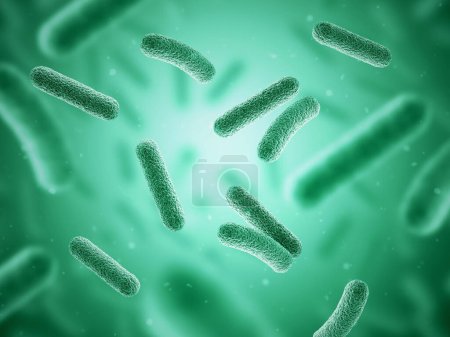 Photo for Bacteria. Bacterium. Green color. Prokaryotic microorganisms. 3d illustration. - Royalty Free Image