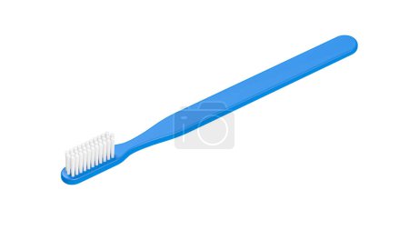 Téléchargez les photos : Brosse à dents bleue isolée sur fond blanc. Illustration 3d. - en image libre de droit