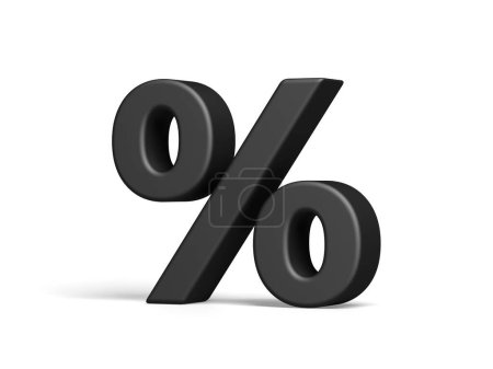 Percent symbol isolated on white background.  Black friday. Discount. 3d illustration.