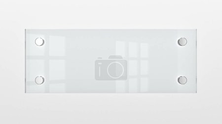 Photo for Closeup of wall-mounted blank glass nameplate. 3d illustration. - Royalty Free Image