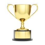 Gold trophy isolated on white background. Award. Winner cup. 3d illustration.