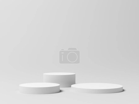 Product display. Display plinths. Stand. White color. 3d illustration.