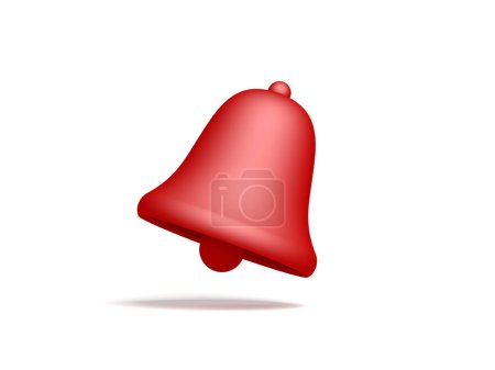 Rote Benachrichtigungsglocke isoliert auf weißem Hintergrund. 3D-Illustration