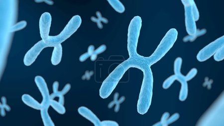 Photo for Chromosome on dark background. Blue color. 3d illustration. - Royalty Free Image