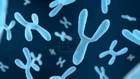 Photo for Y chromosome on dark background. Blue color. 3d illustration. - Royalty Free Image