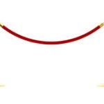 Golden stanchion pole and velvet rope barrier. Red carpet. Isolated. Transparent background. 3d illustration.