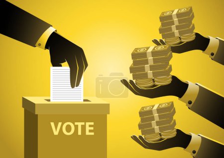 Bribe and corruption in politics concept