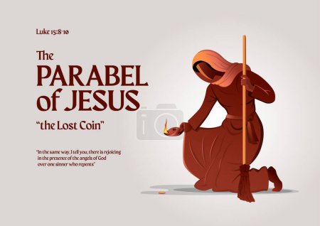 Illustration for Bible stories - The Parable of The Lost Coin - Royalty Free Image
