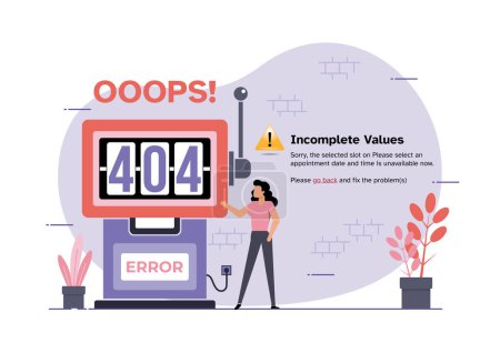 Ilustración de Máquina tragaperras para página de error 404 - Imagen libre de derechos