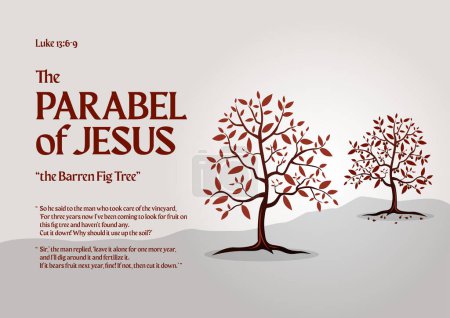 Illustration for The Parable of the Barren Fig Tree. Vector Illustration - Royalty Free Image