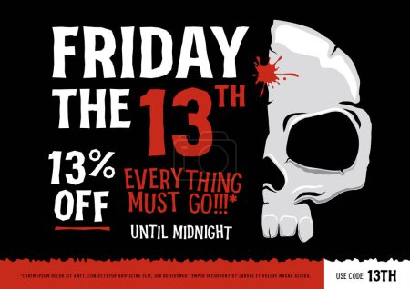 Illustration for Friday the 13th sale horisontal poster illustration - Royalty Free Image