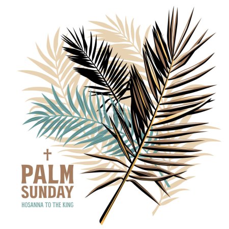 Téléchargez les illustrations : Palm Sunday holiday card vector illustration - en licence libre de droit
